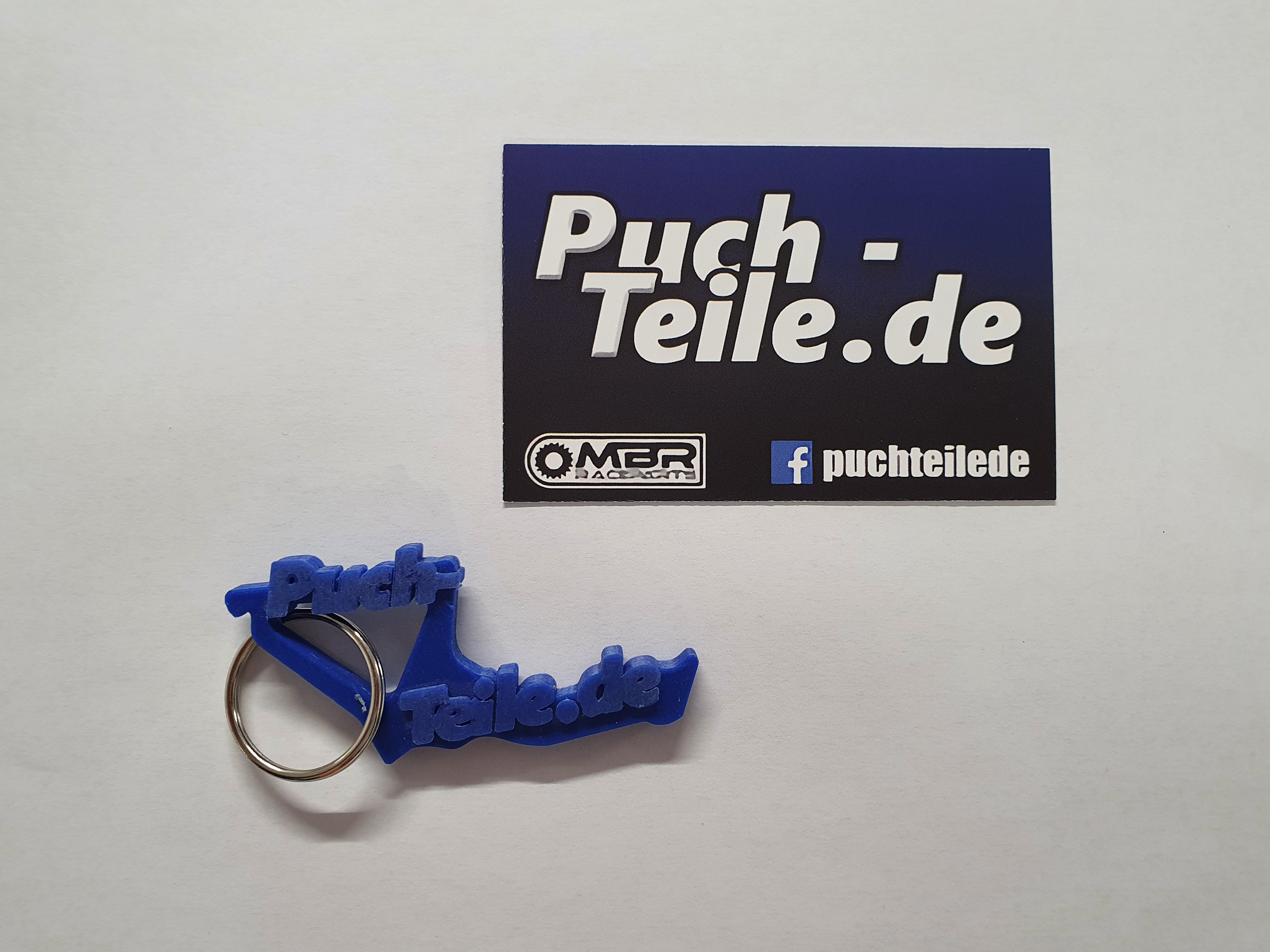 Schlüsselanhänger Puch-Teile.de blau N-Rahmen